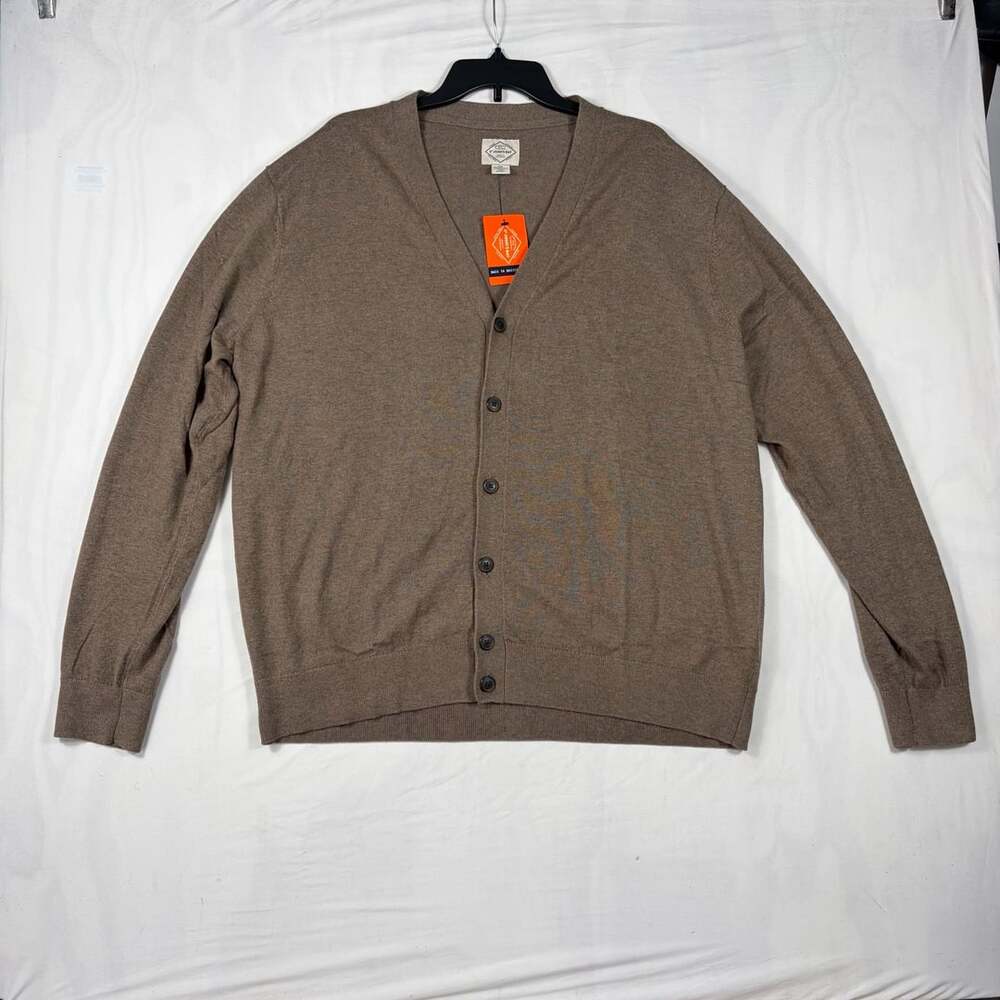 St. John's Bay Men's Taupe Heather V-Neck Cardigan Sweater XXL New